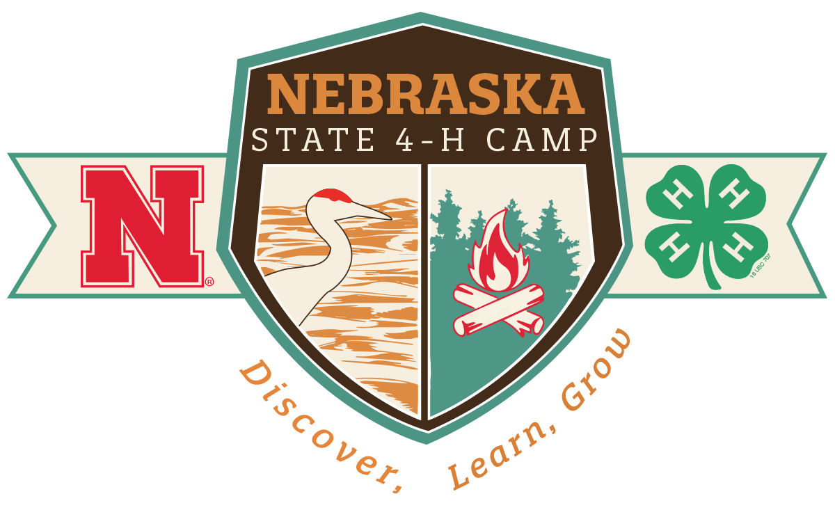 Nebraska State 4-H camp logo - Discover, Learn, Grow