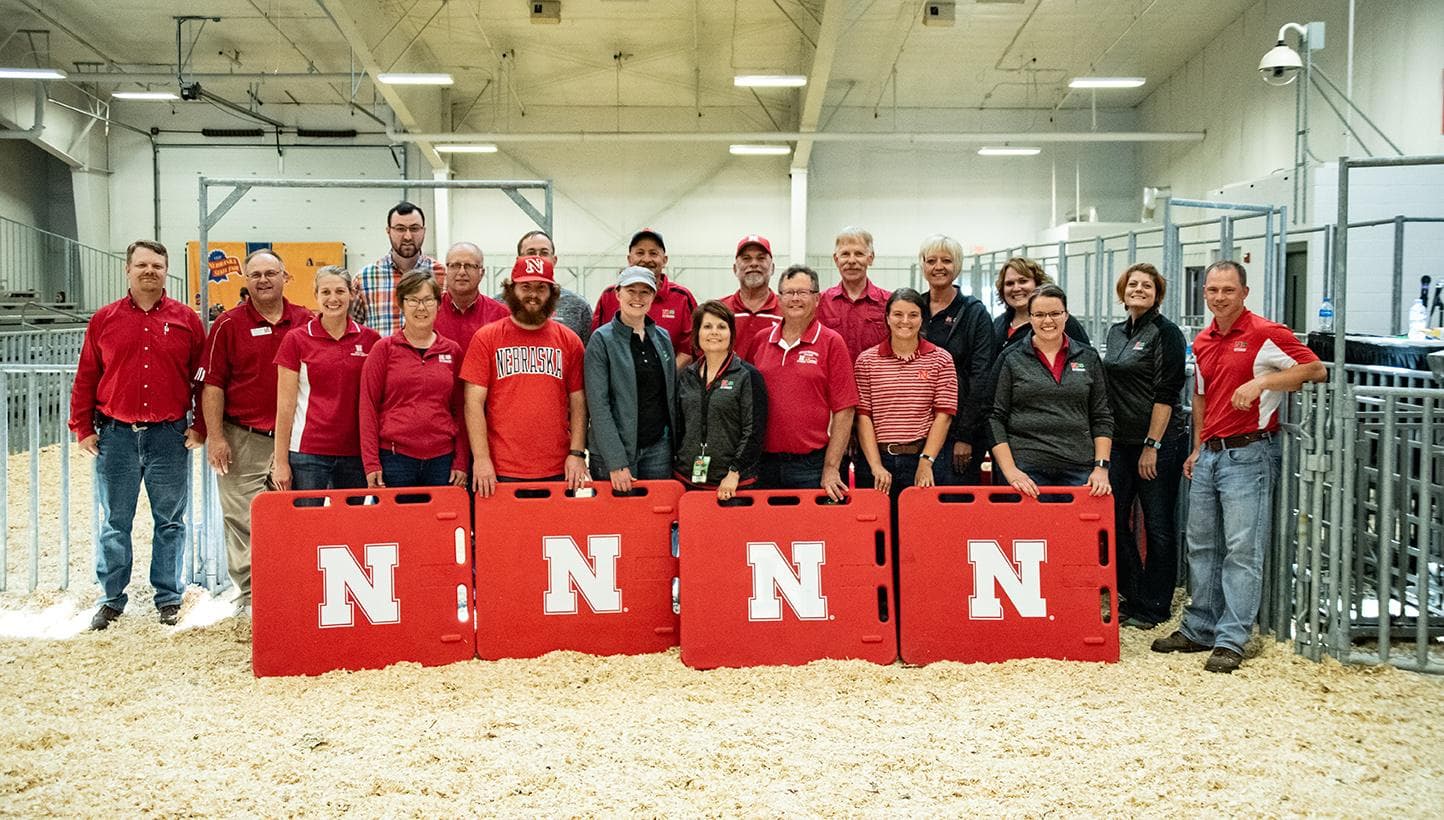 4-H volunteers assisting with Nebraska State Fair Swine Show.