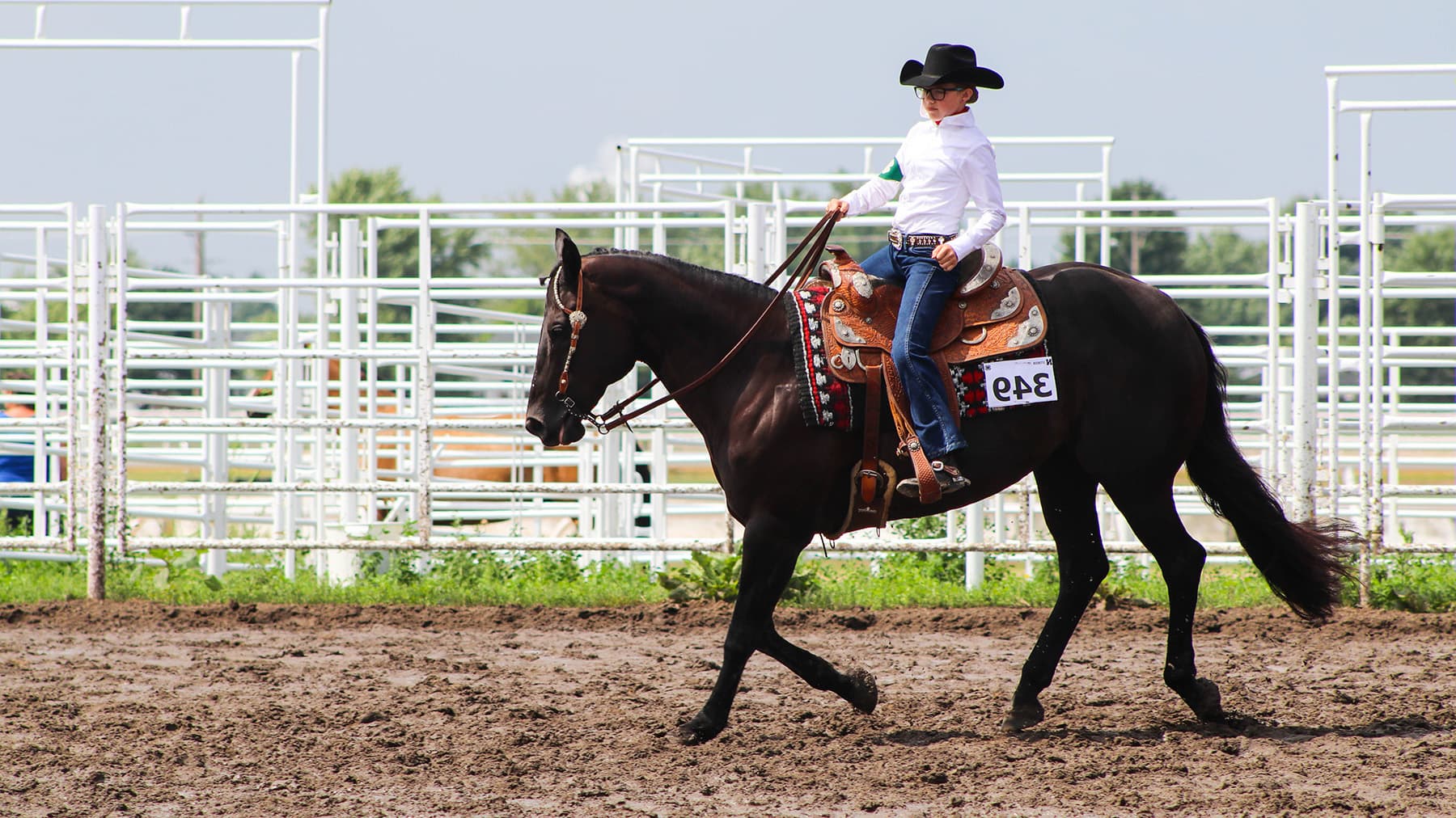 Youth showing a showing at a horse expo