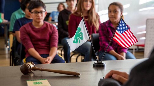 Youth participating in a 4-H Club Meeting.