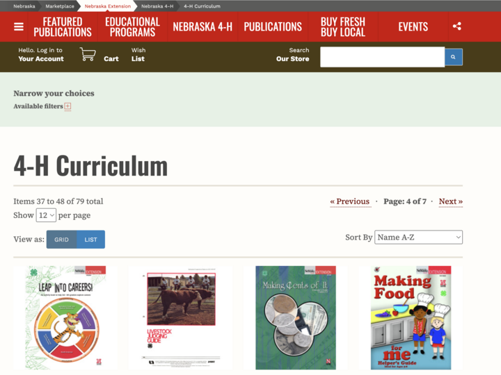 Screenshot of the UNL Marketplace web site.
