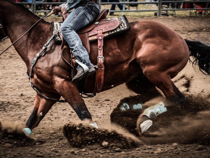 Youth competing in a horse rodeo