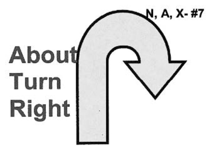 Graphic of the about turn right sign