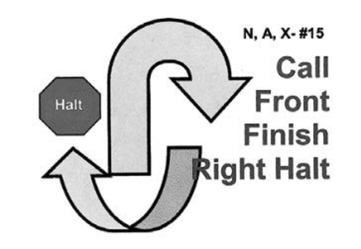 Graphic the call front-finish right-halt sign