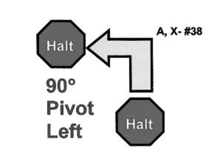 Graphic of the halt-90 degree pivot left-halt sign
