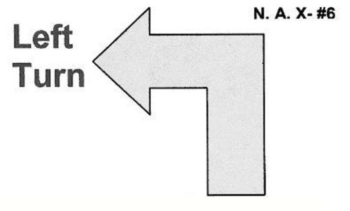 Graphic of the left turn sign