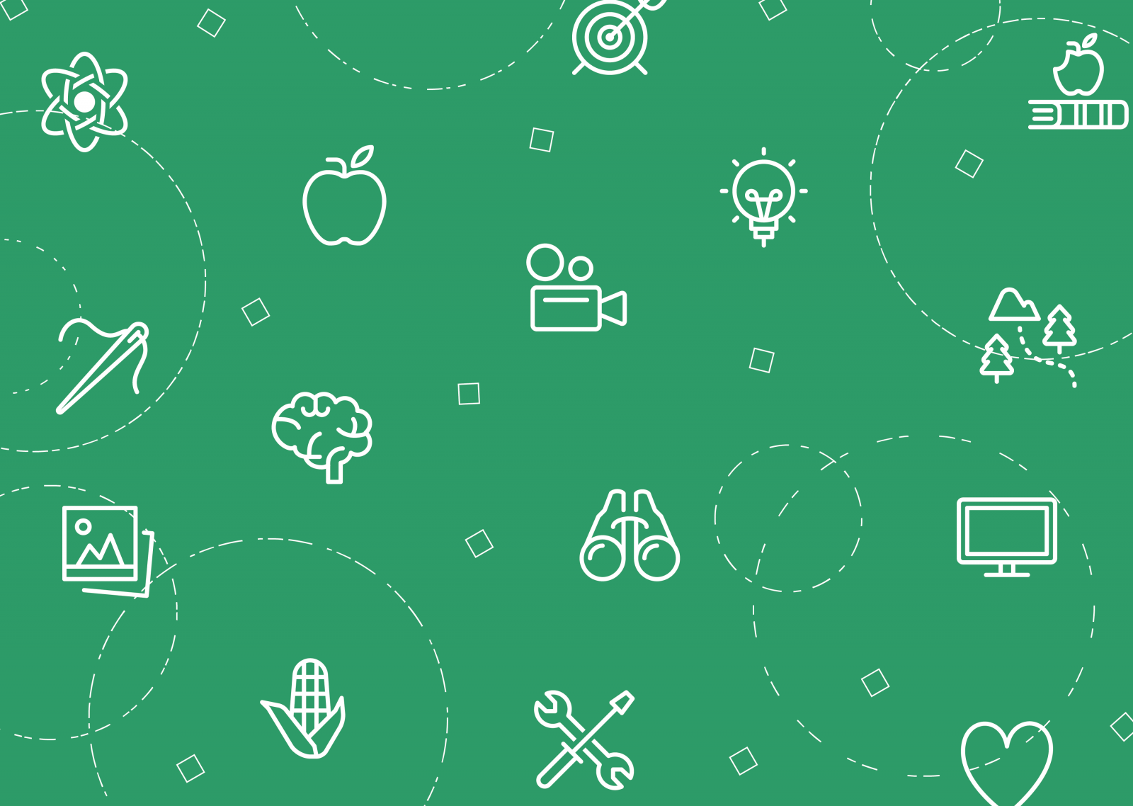 green graphic with a variety of project icons